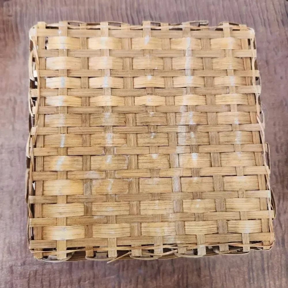 Wooden woven wicker carrying baskets bundle of 3 light brown tan storage organiz